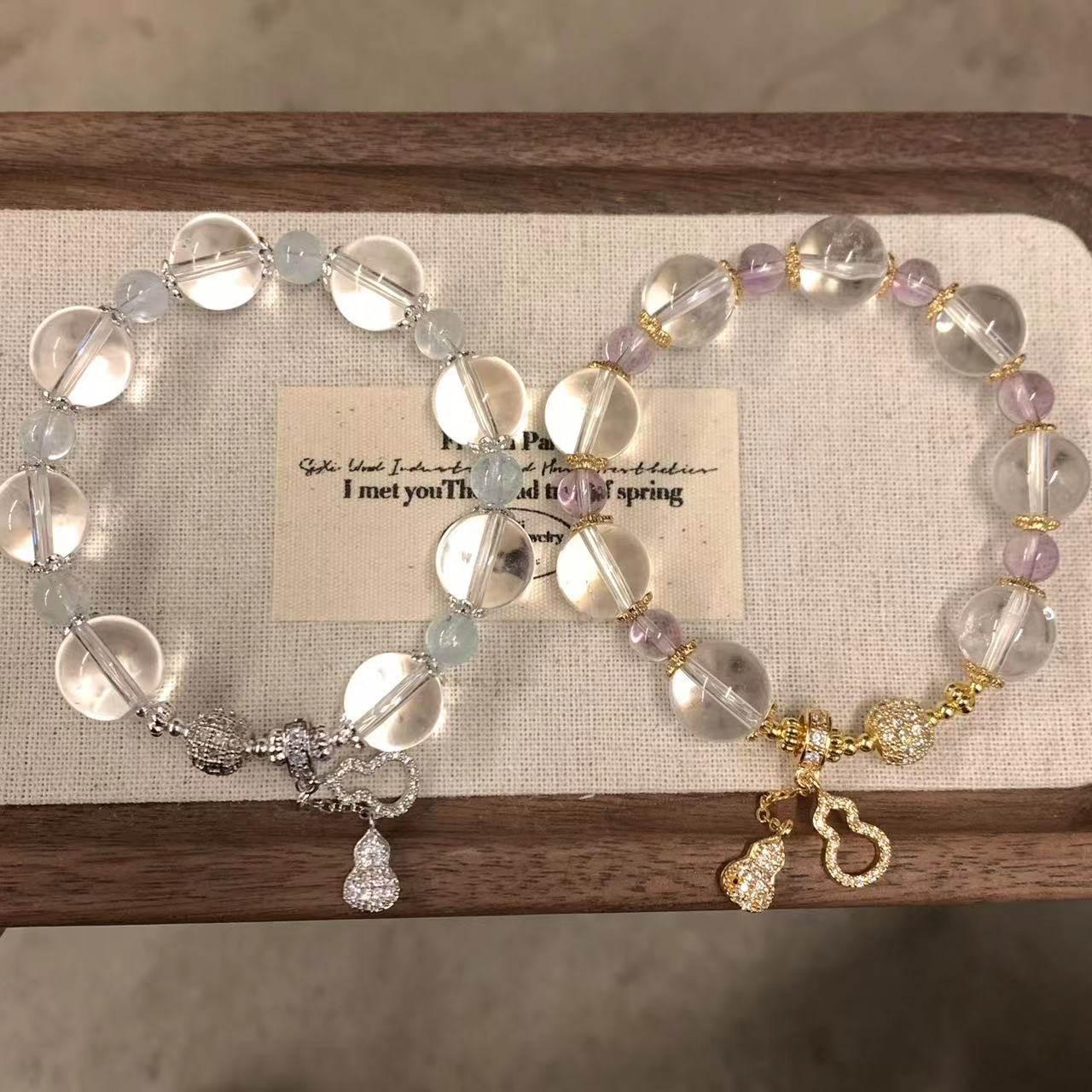 Crystal bracelets white crystal Aquamarine Luxurious temperament more energy - Belle Jewelry