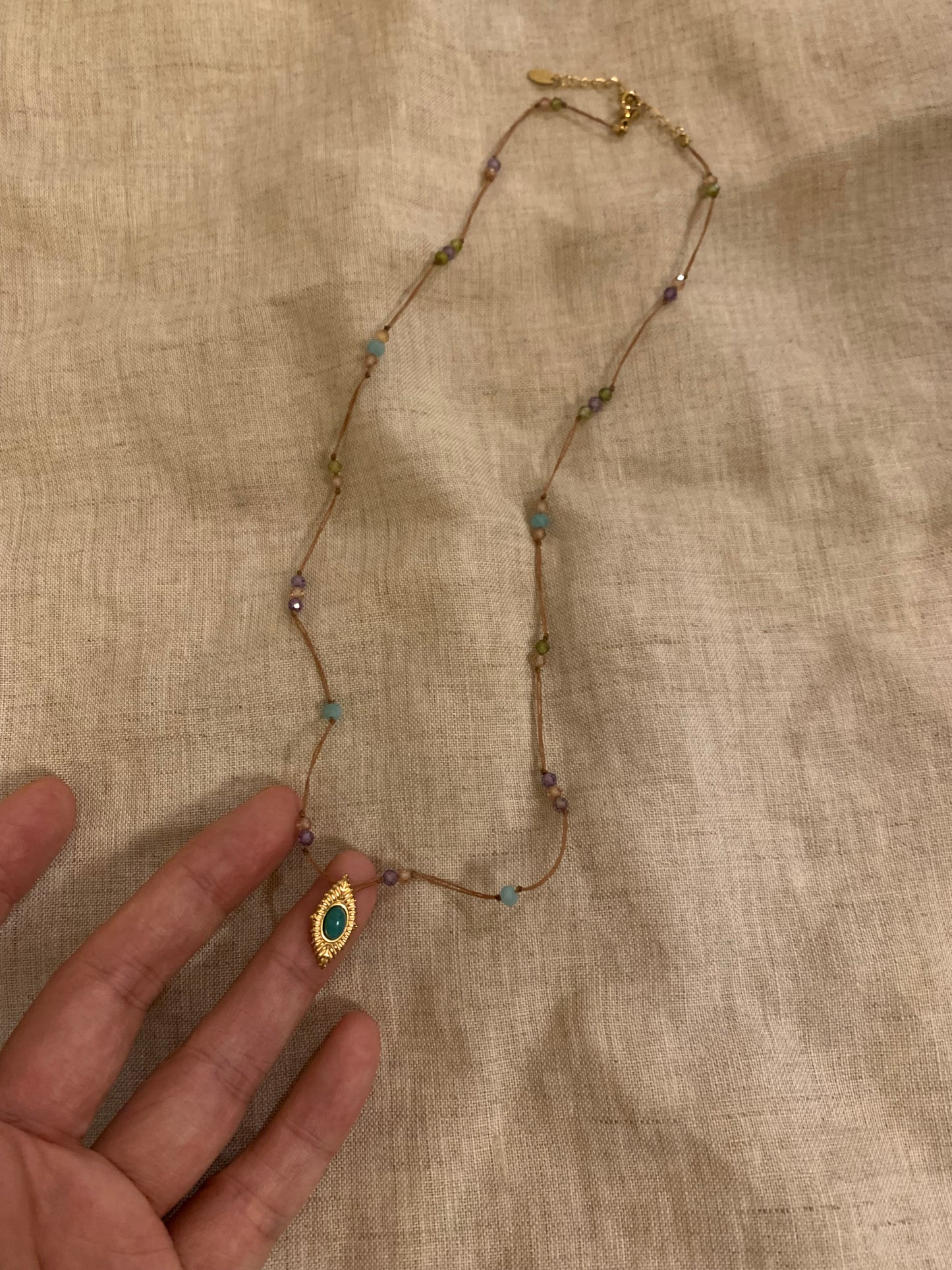 Vintage natural stone beaded necklace light luxury niche design