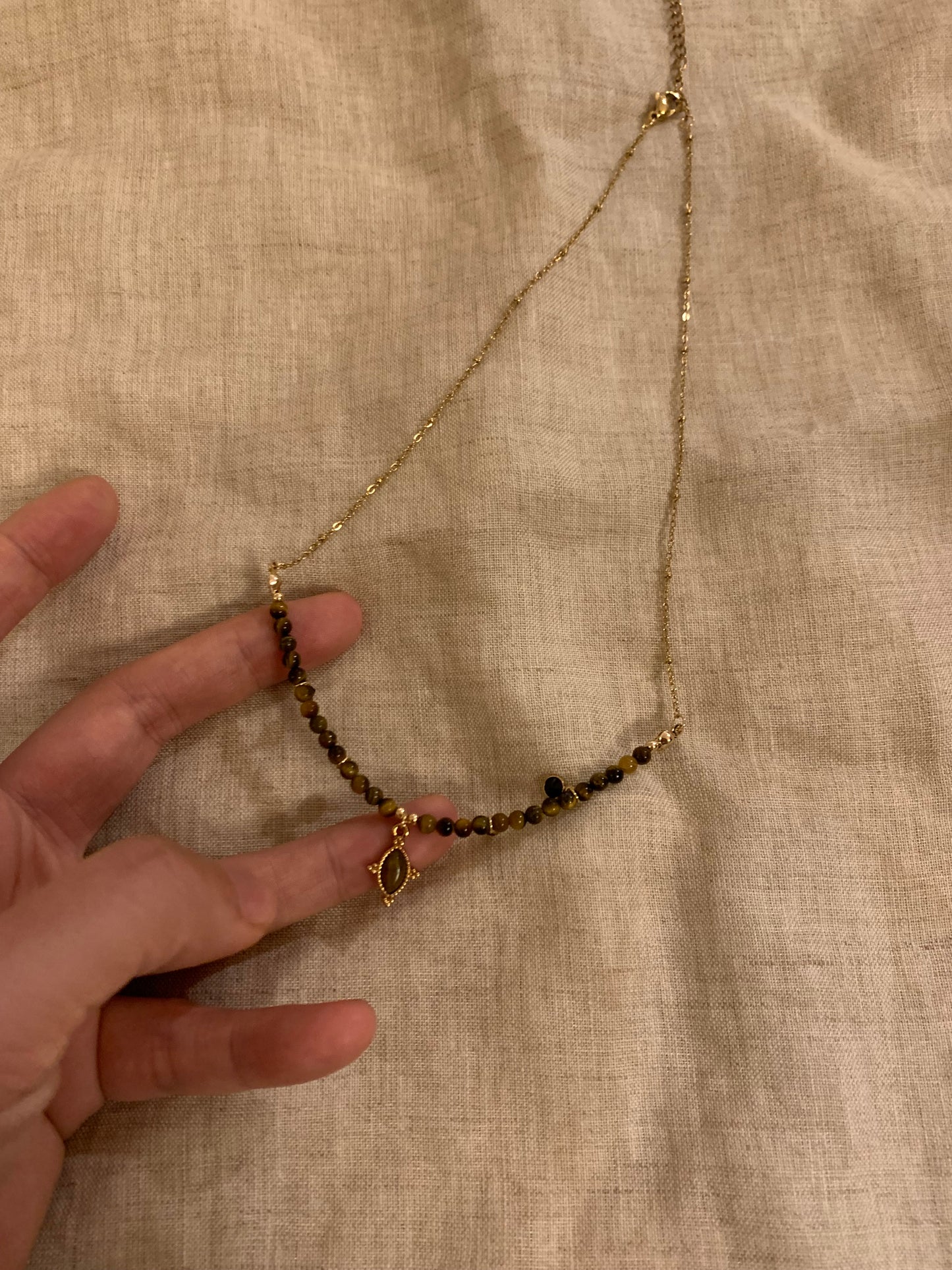 Vintage natural stone beaded necklace light luxury niche design
