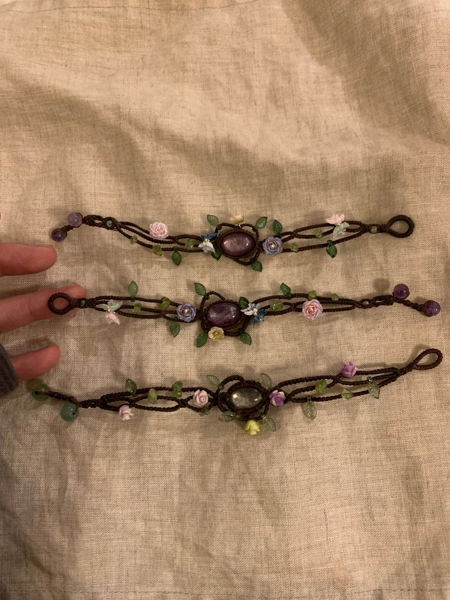 Handmade macramé bracelet live up to spring natural stone - Belle Jewelry