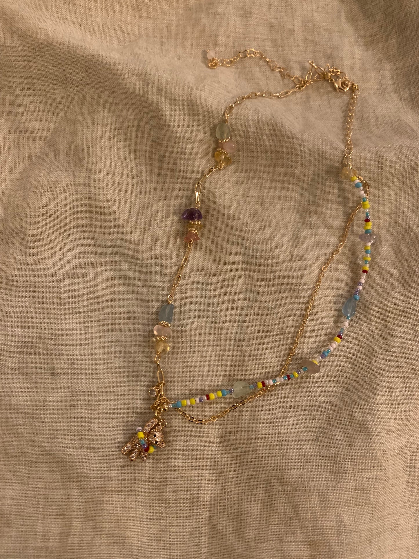 Happy bear happy life necklace cute - Belle Jewelry