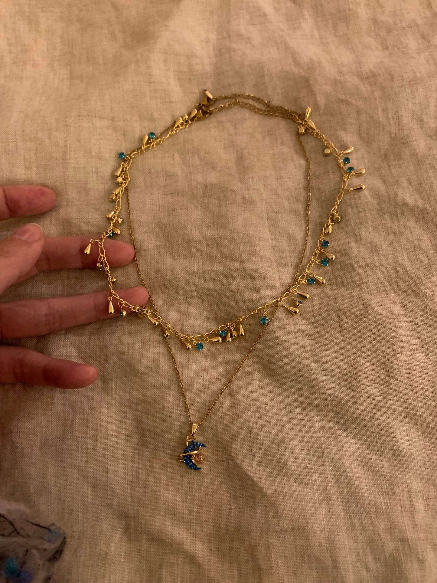 10001-INS2026 new design necklace moon pendant Two stacked styles