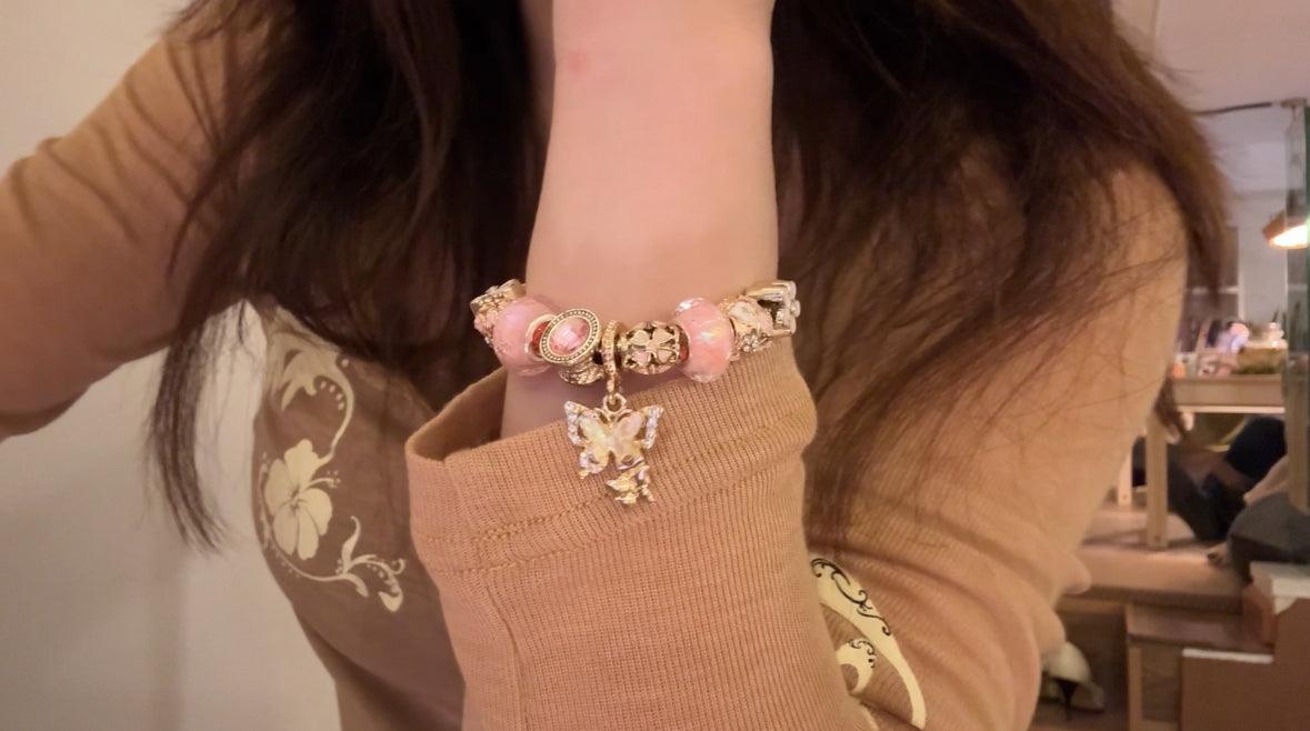 Copper alloy bracelet cute bling Heart-shaped and butterfly patterns - Belle Jewelry