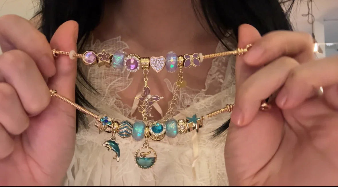 original design bracelet Butterfly and Dolphin Pendant cute Sense of luxury - Belle Jewelry