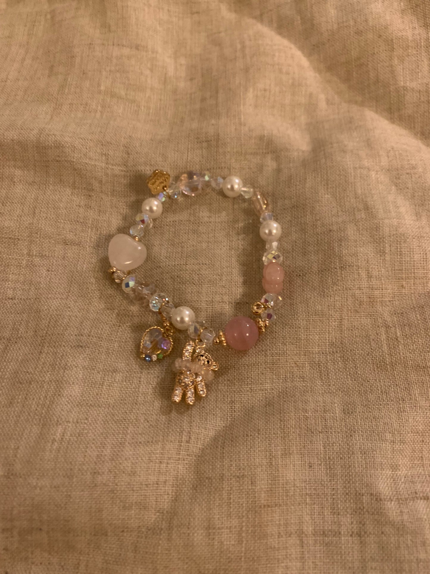 Natural crystal cute bear necklace bracelet