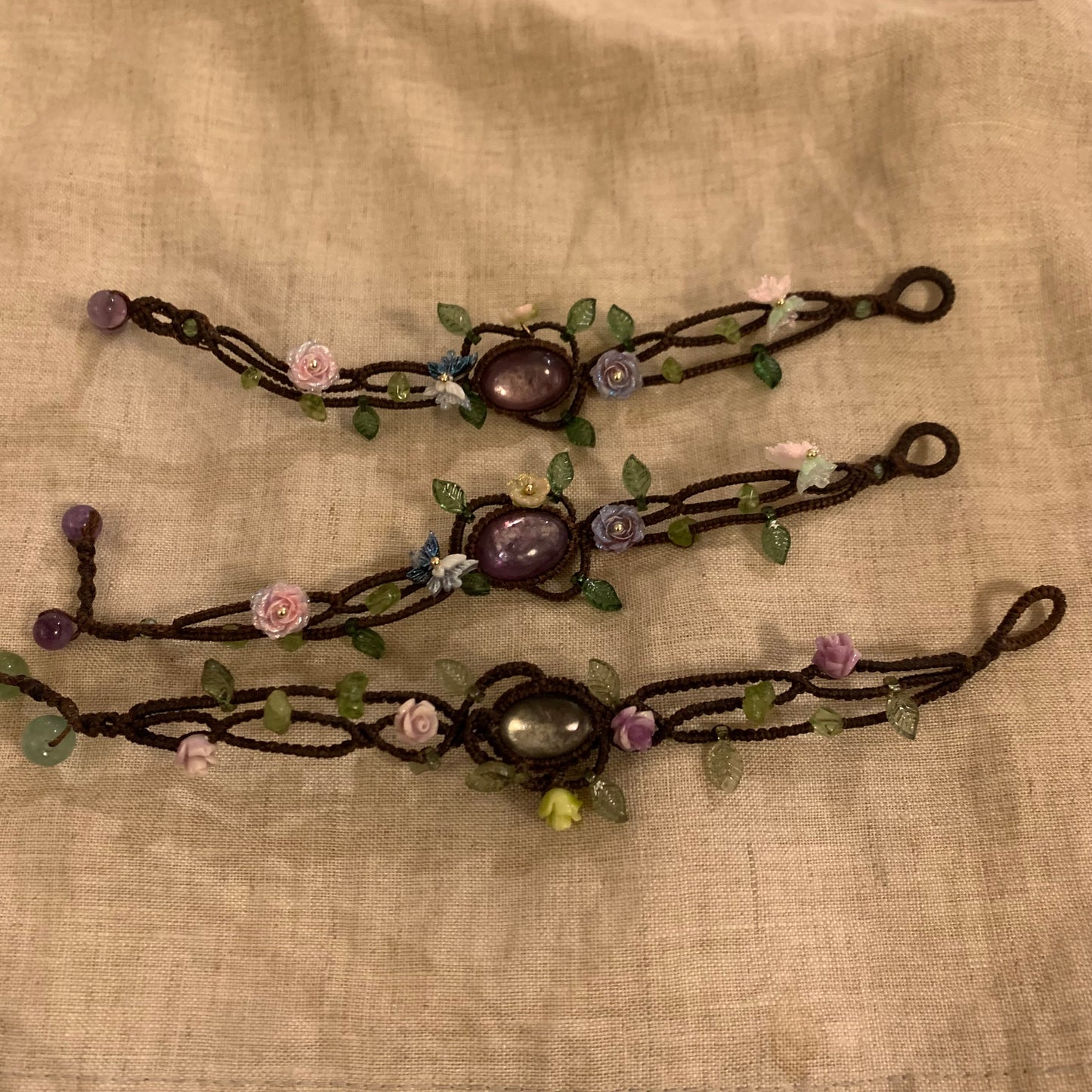Handmade macramé bracelet live up to spring natural stone - Belle Jewelry