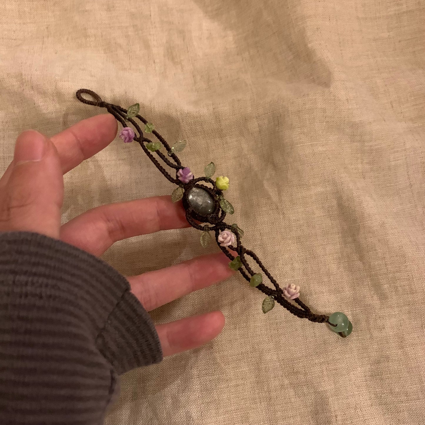 Handmade macramé bracelet live up to spring natural stone - Belle Jewelry