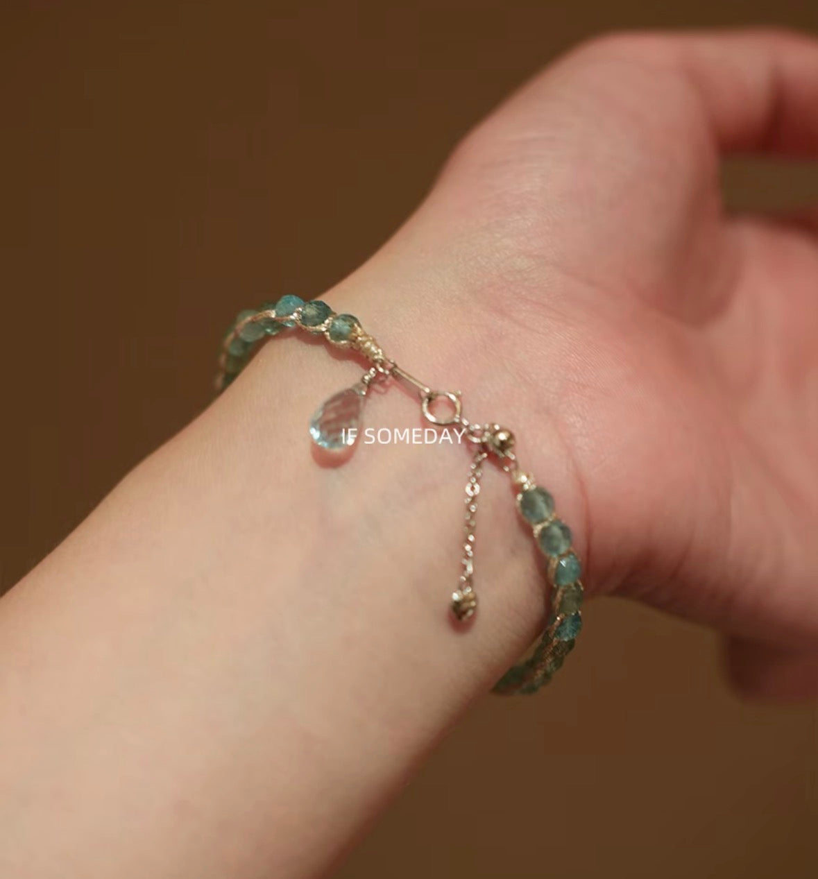 S925 sliver handmade bracelet natural stones topaz and apatite