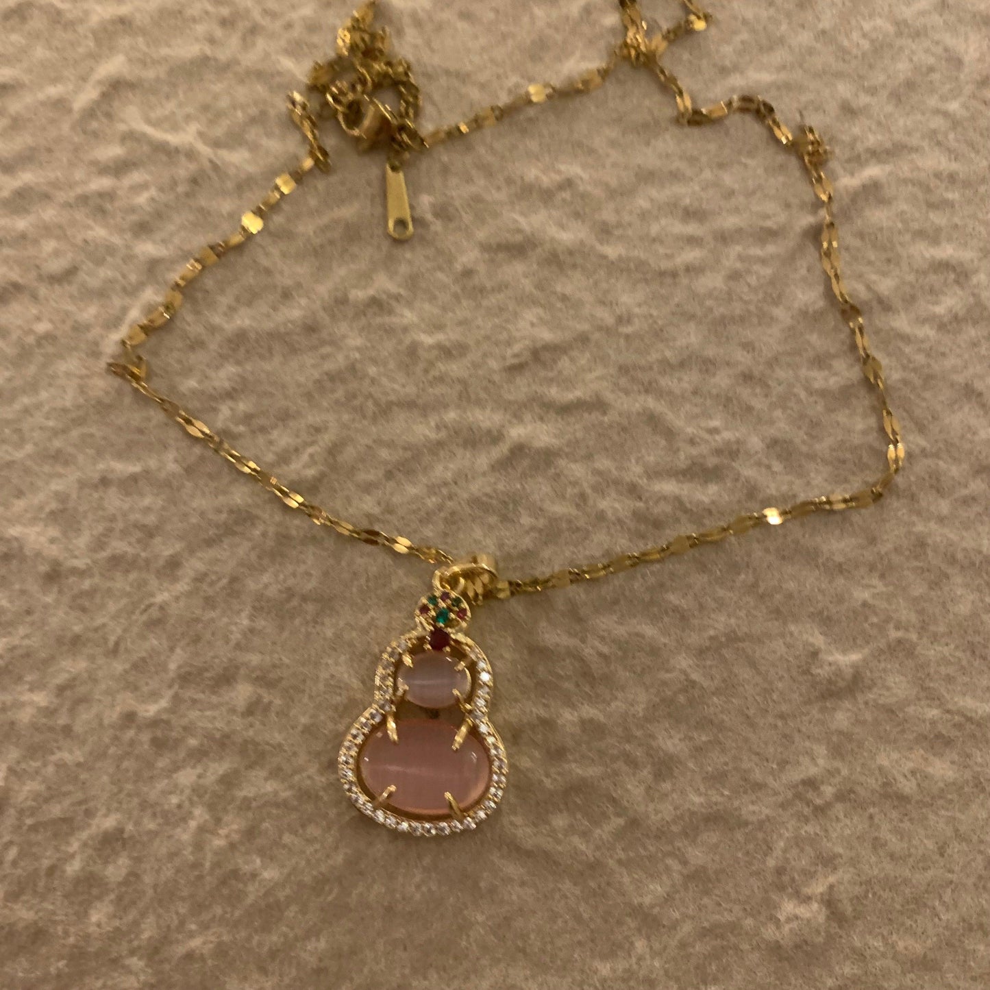 Pink Gourd Necklace Gourd symbolizes fortune and luck(福禄) - Belle Jewelry