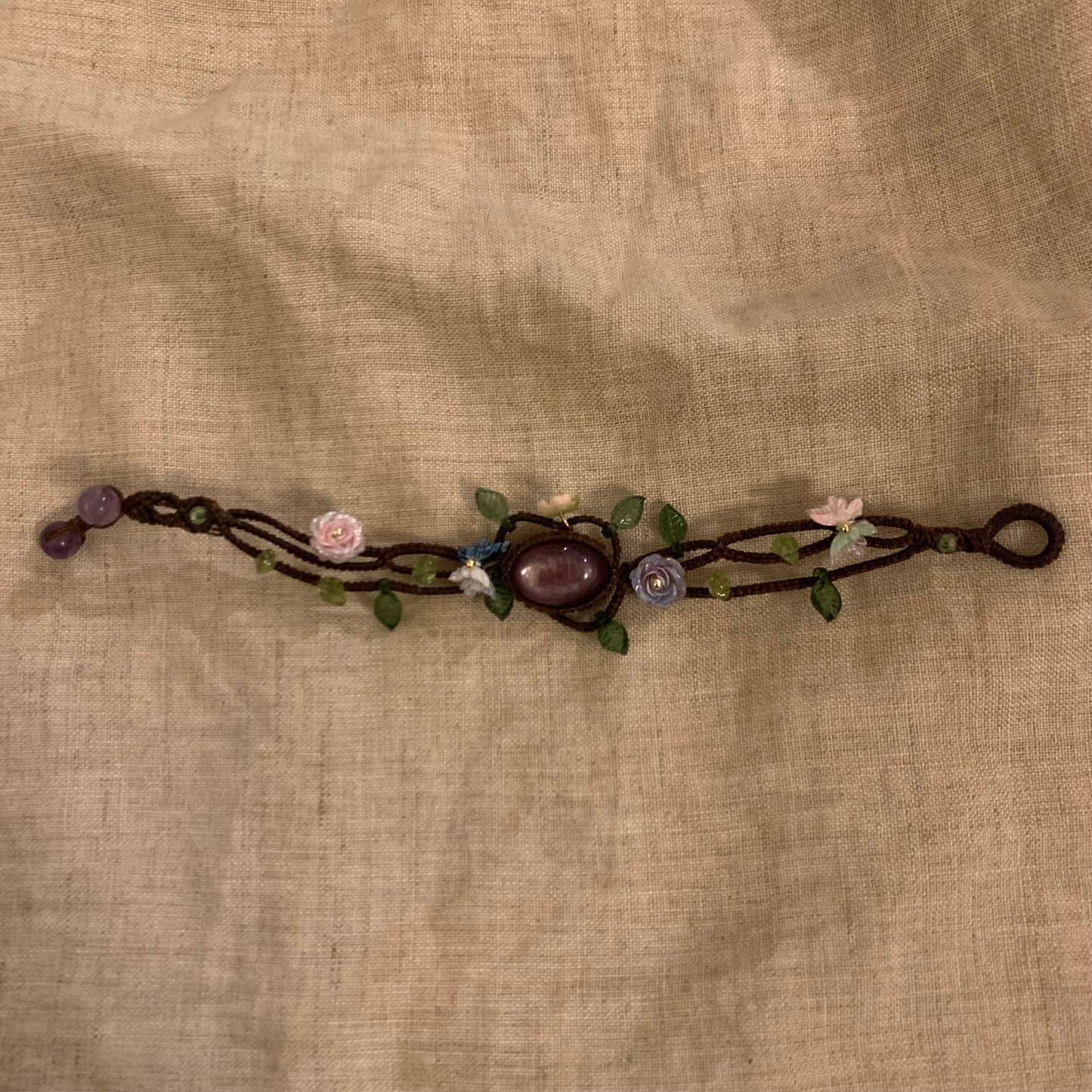 Handmade macramé bracelet live up to spring natural stone - Belle Jewelry