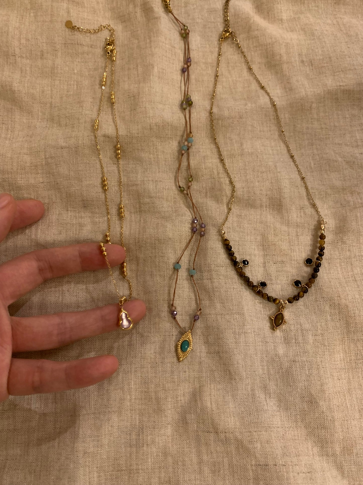 Vintage natural stone beaded necklace light luxury niche design