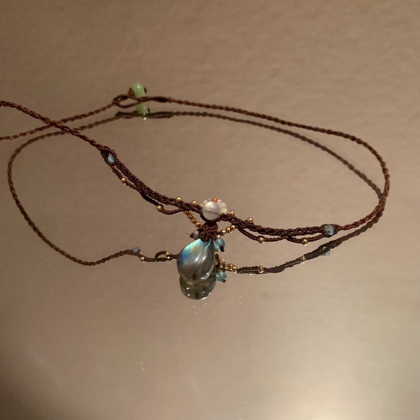 Niche design labradorite handmade rope necklace
