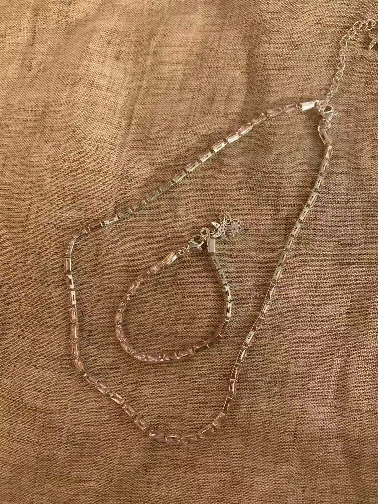Minimalist rose gold chain necklace and bracelet set with star charm, ethical jewelry for gifting