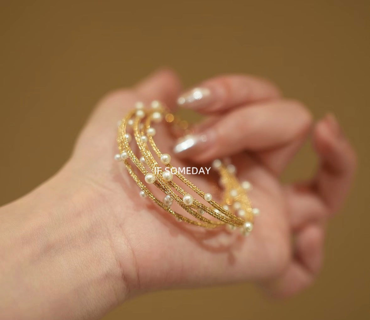 Handmade multi-layered pearl gold bracelet |Belle Jewelry