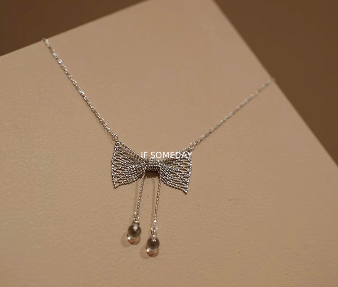 S925 スターリングシルバー ボウネックレス、優美でエレガント 防水|Belle Jewelry