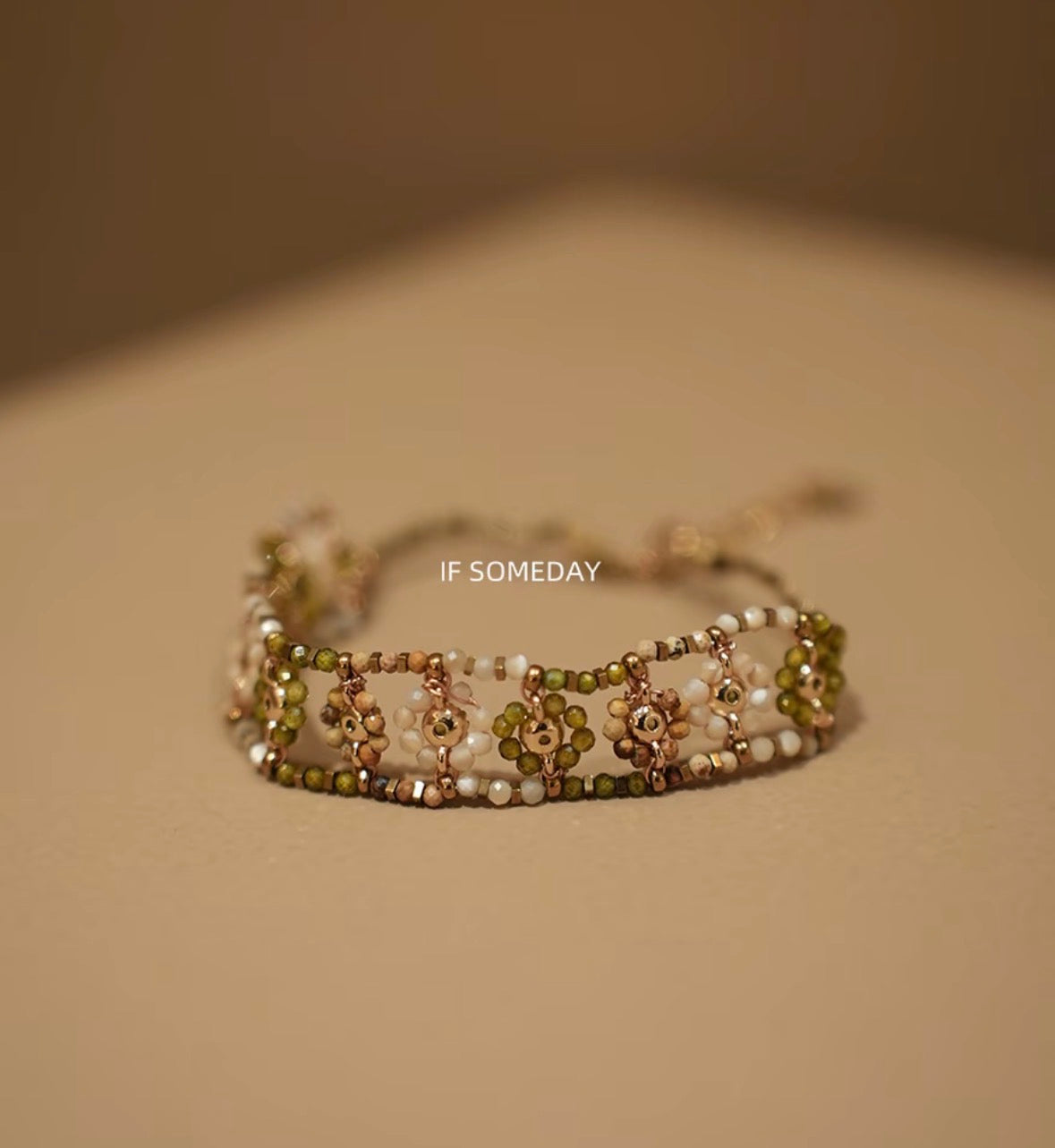 IF Someday-Handmade vintage green flower bracelet 13-17cm wrist