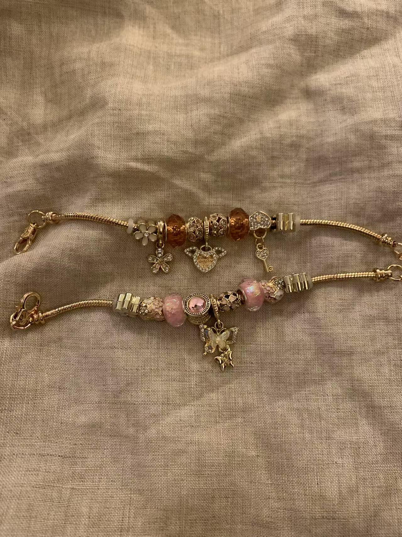 Copper alloy bracelet cute bling Heart-shaped and butterfly patterns - Belle Jewelry