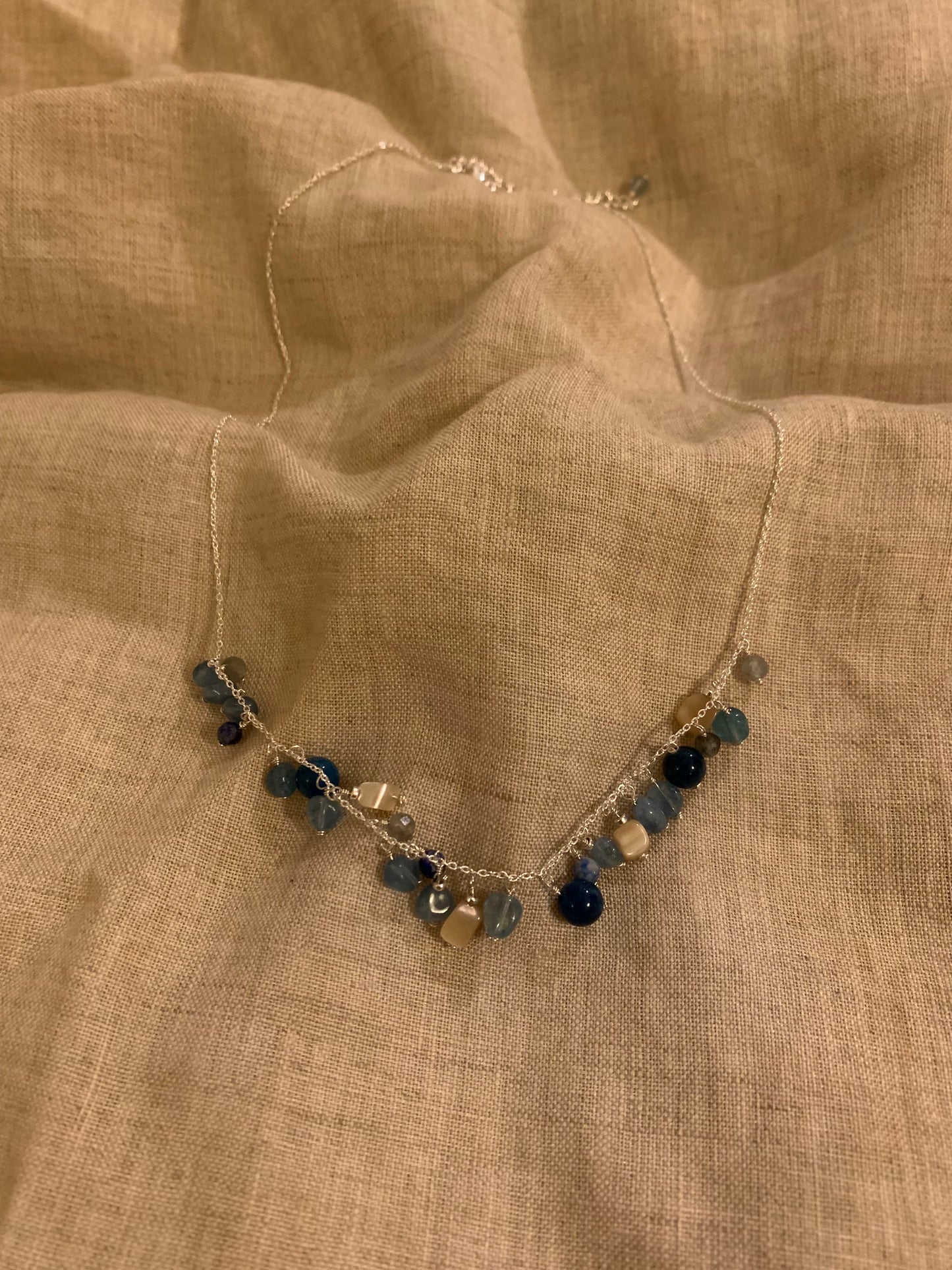 Natural gemstone aquamarine multi-gemstonehandmade bracelet and necklace｜ Belle Jewelry