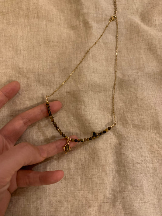 Vintage natural stone beaded necklace light luxury niche design