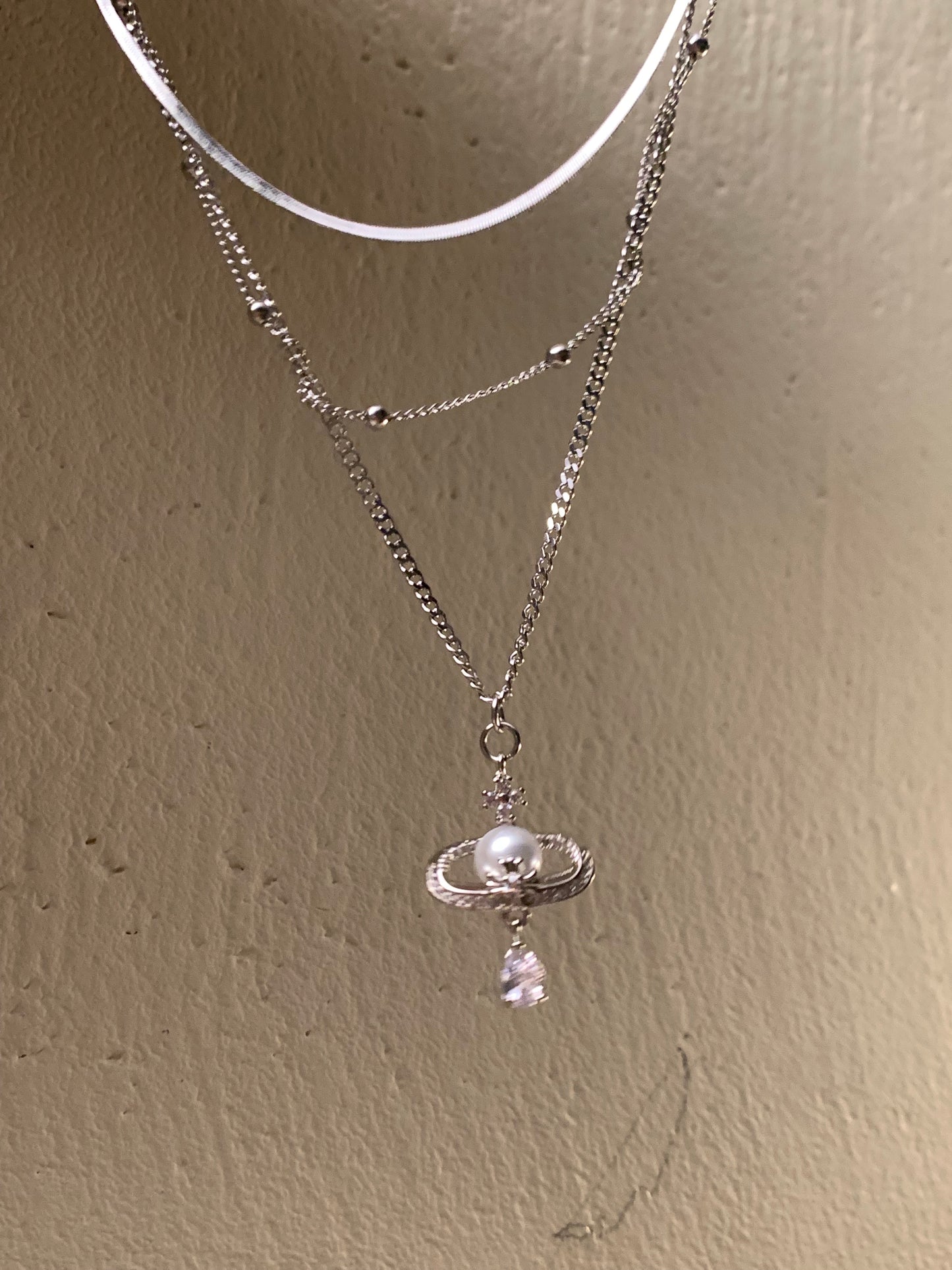 3D Saturn Necklace, multi-layered design, niche style, exquisite