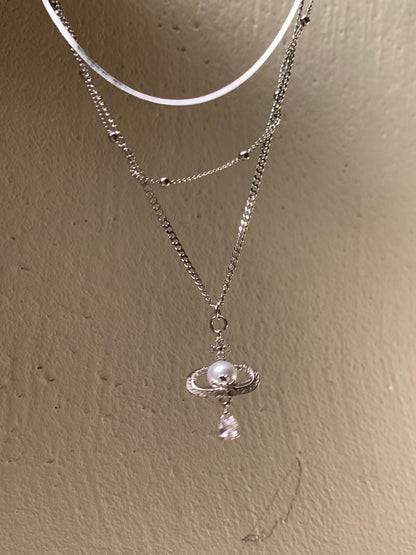 3D Saturn Necklace, multi-layered design, niche style, exquisite