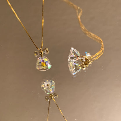 S925 sliver necklace with Swarovski crystal original designhy poallergenic jewelry| Belle Jewelry
