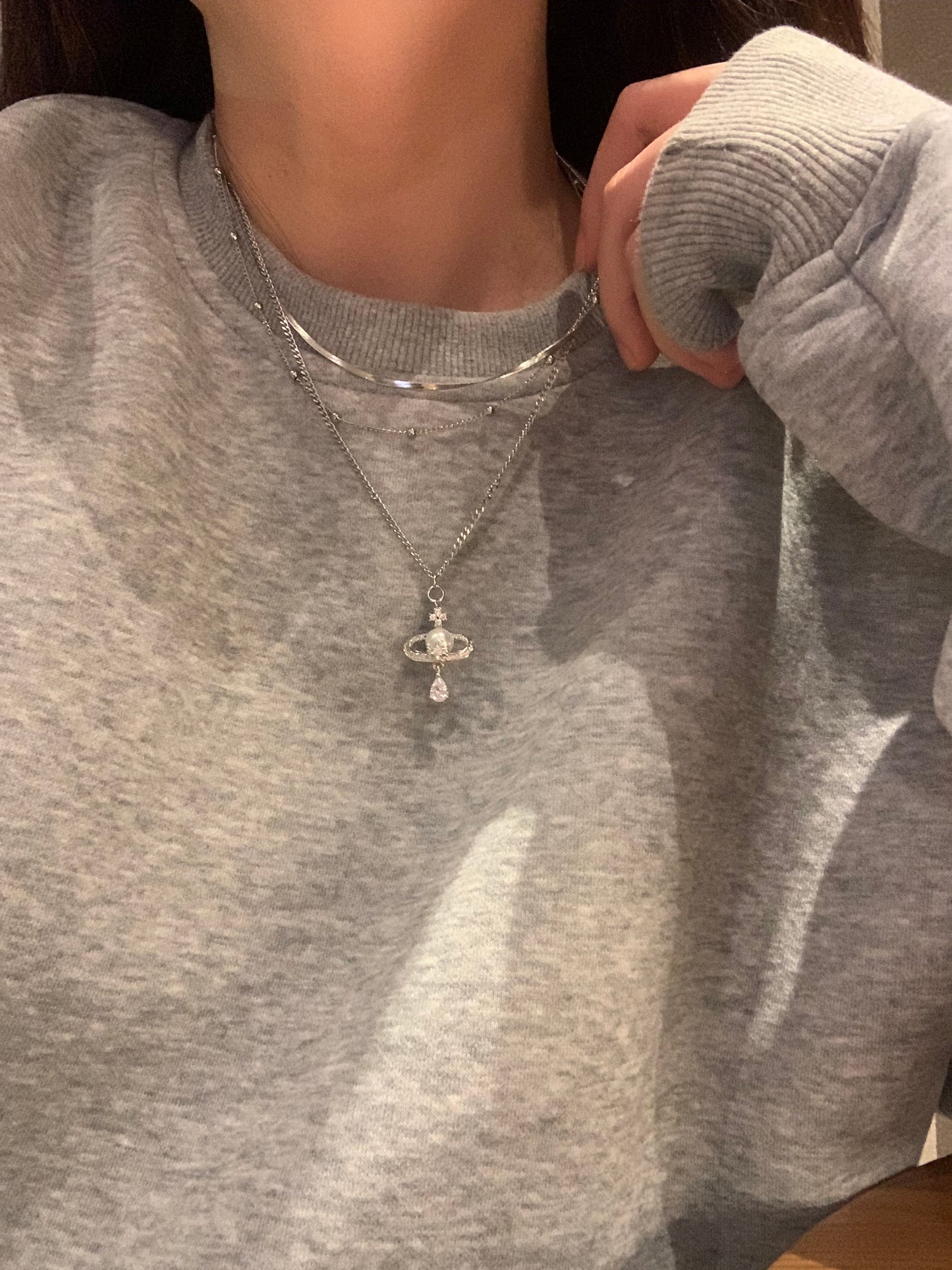 3D Saturn Necklace, multi-layered design, niche style, exquisite