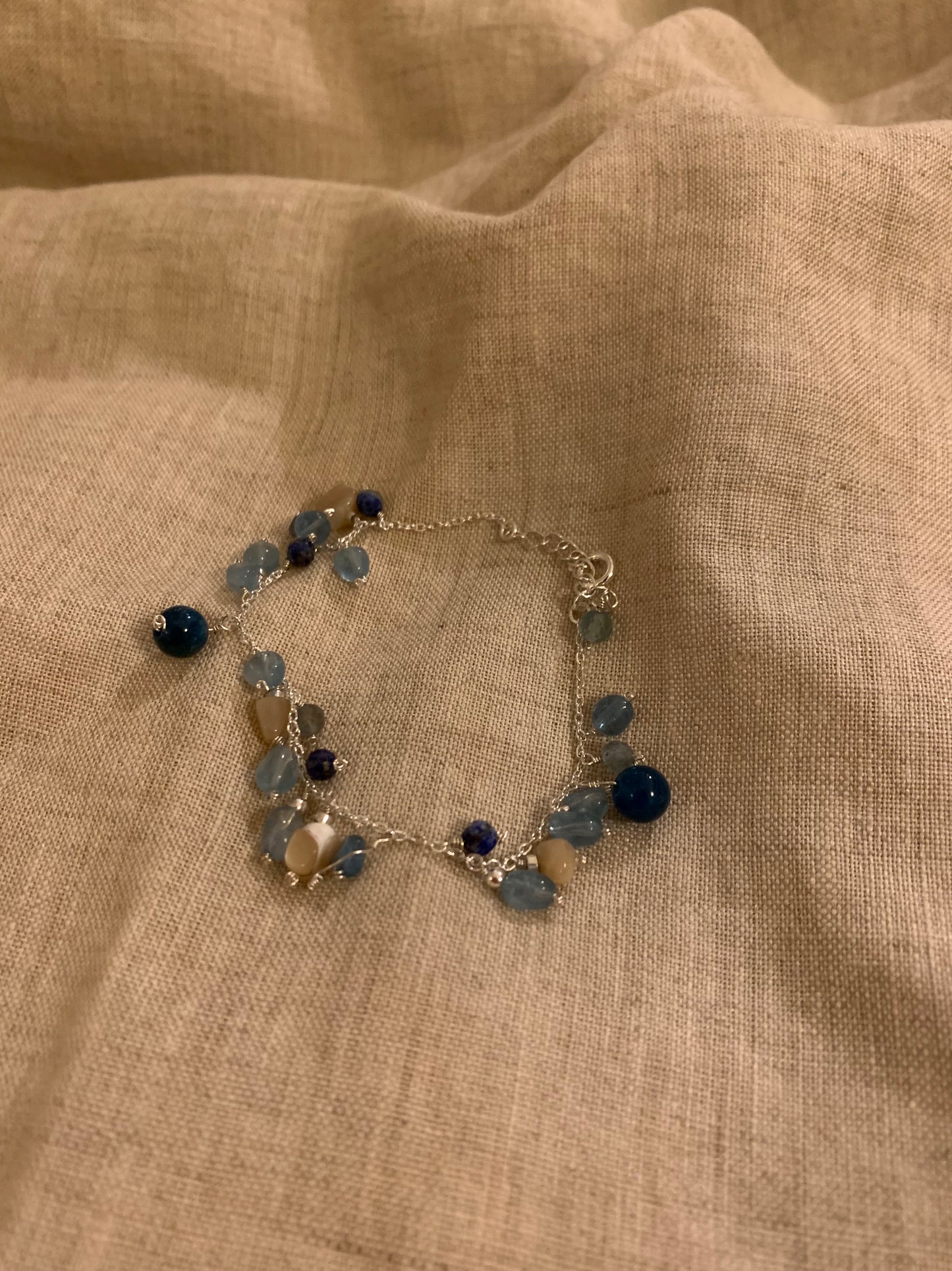 Natural gemstone aquamarine multi-gemstonehandmade bracelet and necklace｜ Belle Jewelry
