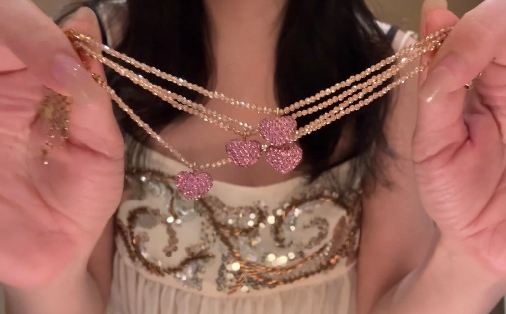 Titanium steel chain fashion necklace "Pink Heart" original niche everyday style