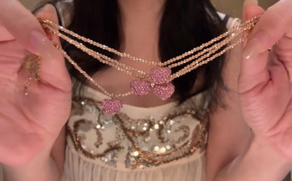 Titanium steel chain fashion necklace "Pink Heart" original niche everyday style