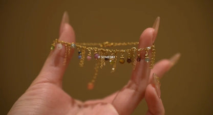 Gold bracelet with natural stone handmade