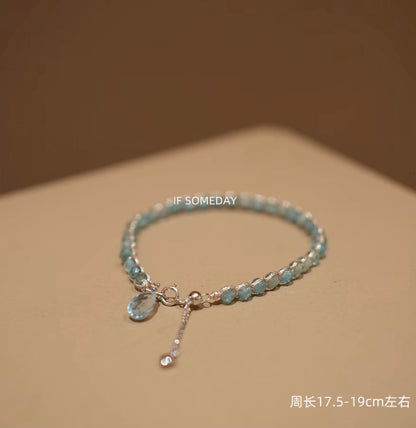 S925 sliver handmade bracelet natural stones topaz and apatite