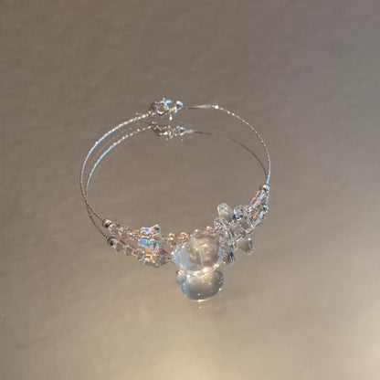 2025 new arrivals S925 sliver bracelets with Swarovski crystal kitty heart bell