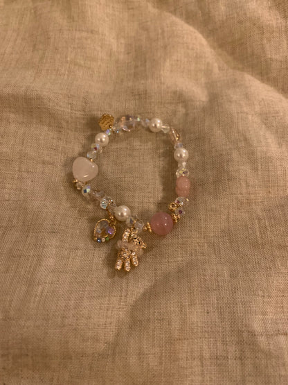 Natural crystal cute bear necklace bracelet