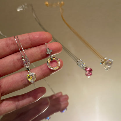 S925 sliver necklace with Swarovski crystal original designhy poallergenic jewelry| Belle Jewelry