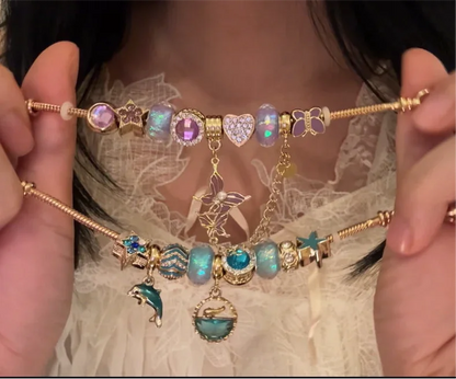 original design bracelet Butterfly and Dolphin Pendant cute Sense of luxury - Belle Jewelry 