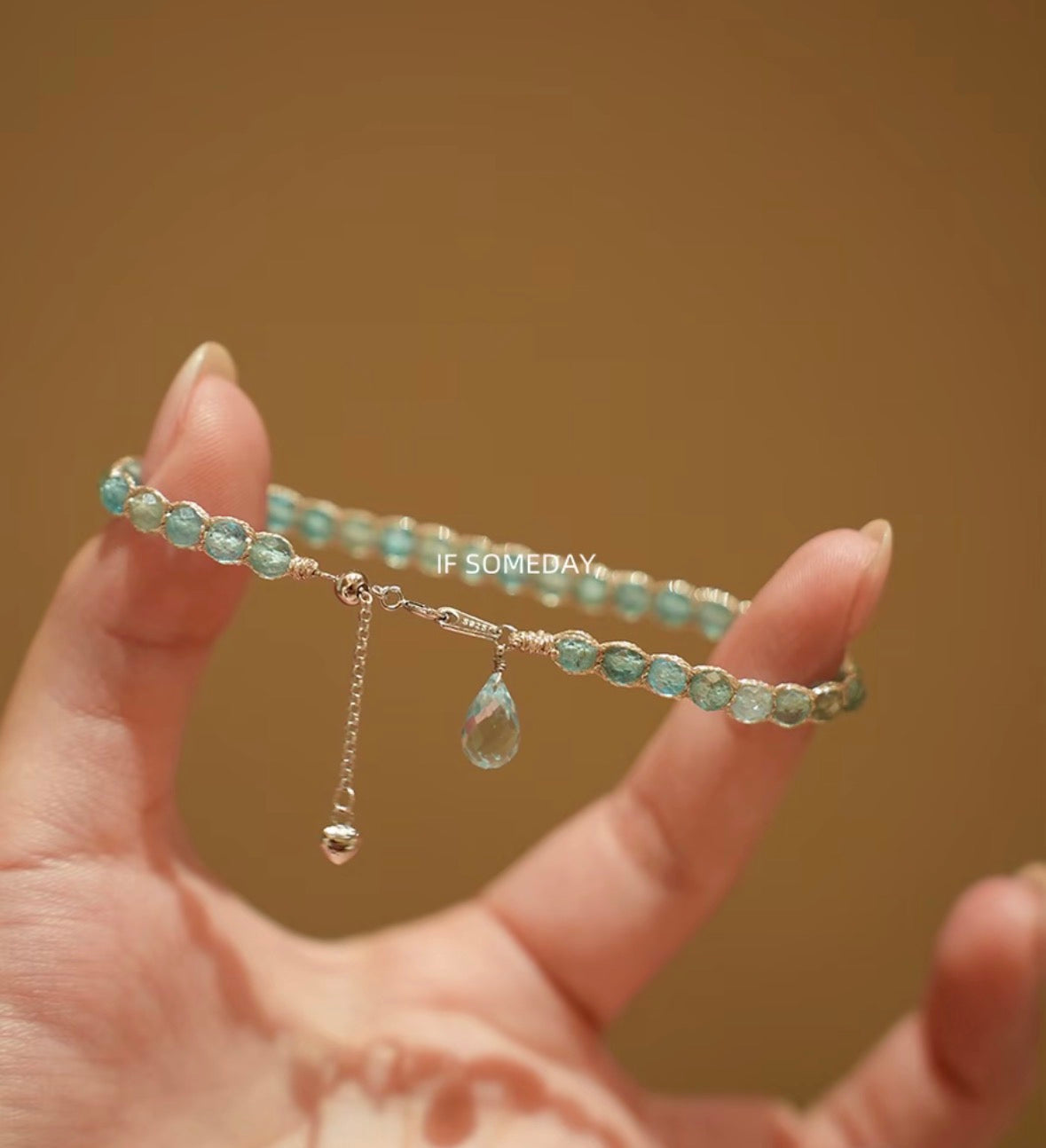 S925 sliver handmade bracelet natural stones topaz and apatite