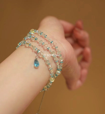 Blue Topaz Natural Stone Handmade Necklace and Bracelet (Reversible)｜Belle Jewelry