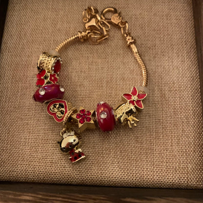 New design of leopard print Kitty Pandora style bracelet hypoallergenic jewelry| Belle Jewelry