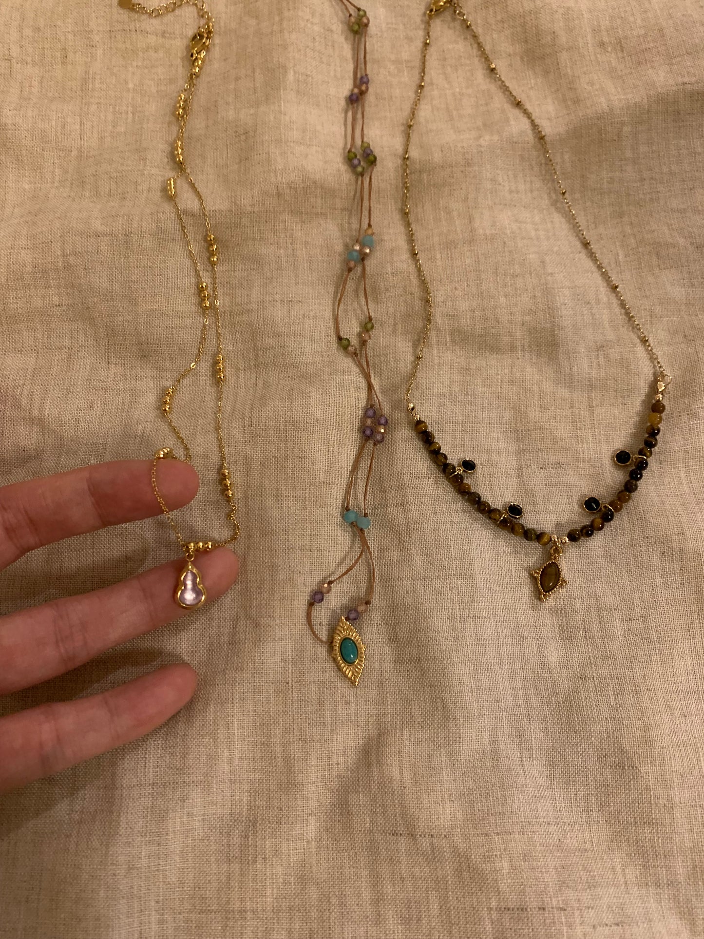 Vintage natural stone beaded necklace light luxury niche design
