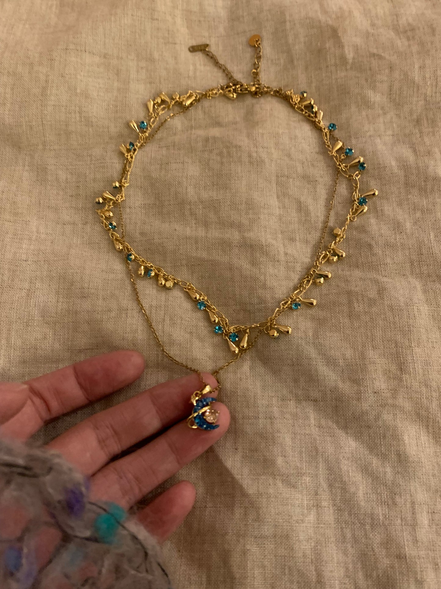 10001-INS2026 new design necklace moon pendant Two stacked styles