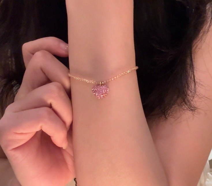 Titanium steel chain fashion necklace "Pink Heart" original niche everyday style