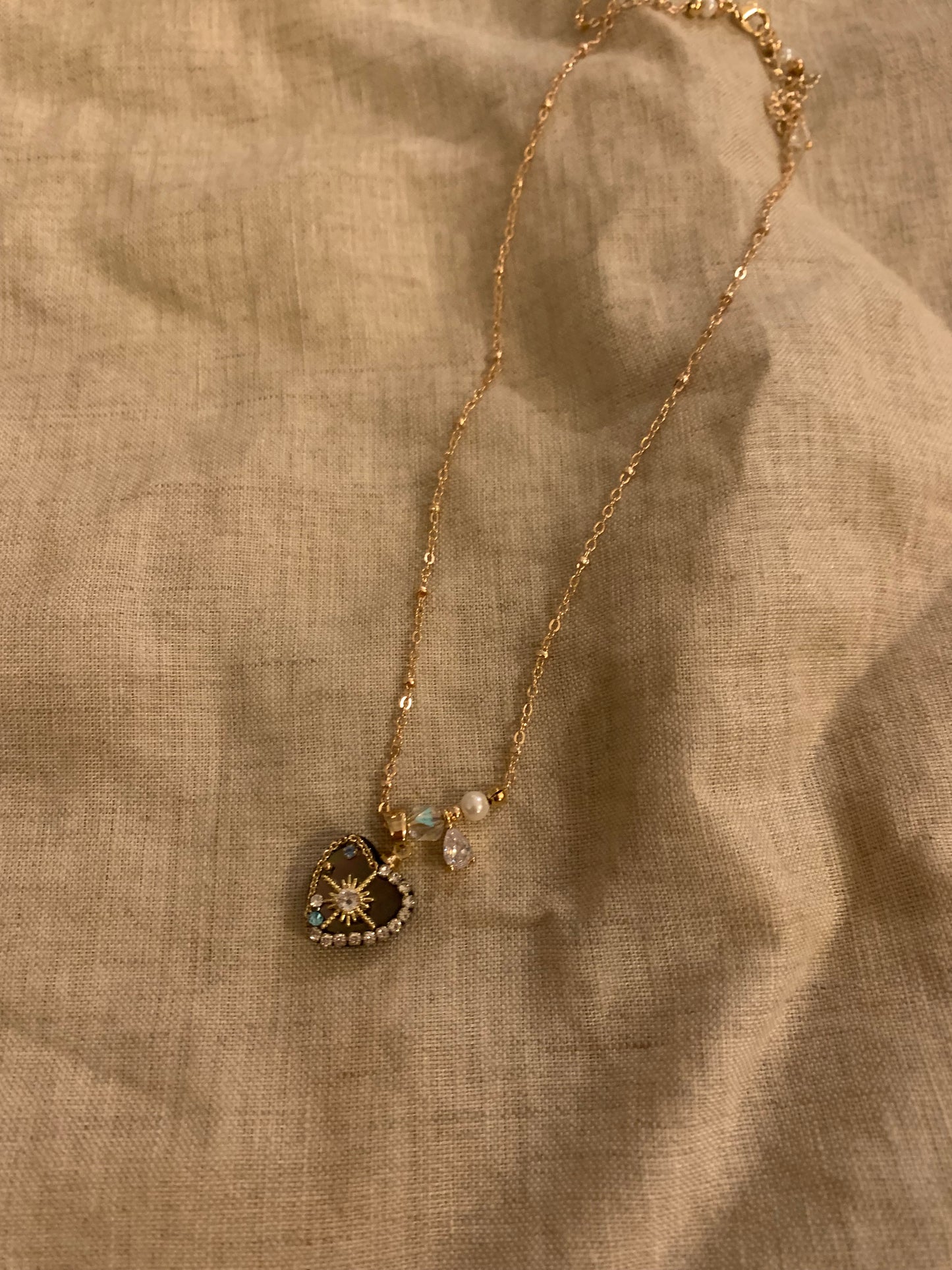 260210-Stainless steel natural shell zircon necklace and bracelet set natural stone