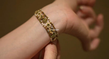 IF Someday-Handmade vintage green flower bracelet 13-17cm wrist