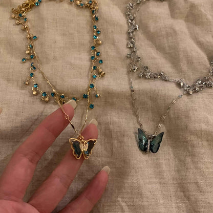 Vintage Butterfly necklace hypoallergenic jewelry| Belle Jewelry