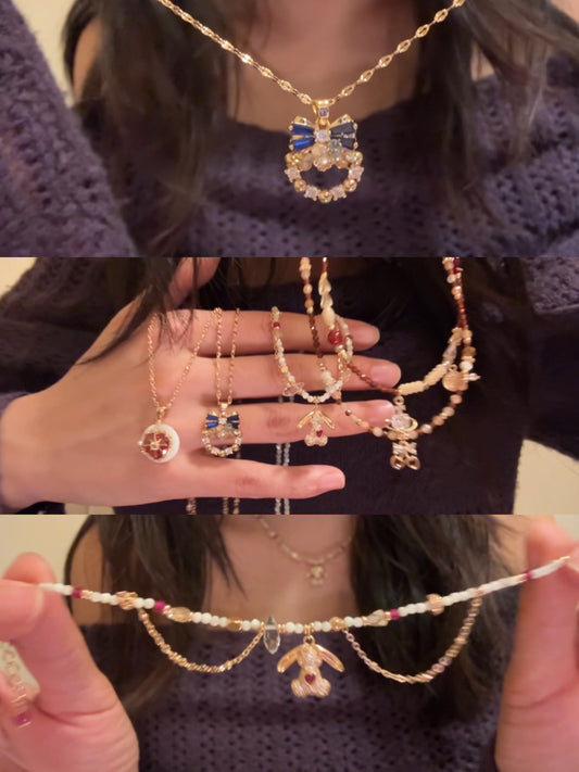 100110-Handmade natural stone beaded necklace, niche and elegant style, suitable for everyday wear