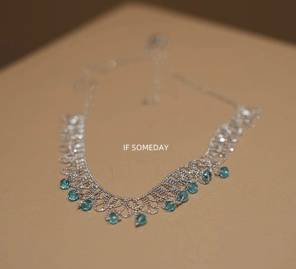 S925 sterling silver bracelet with blue zircon, exquisite and elegant｜Belle Jewelry