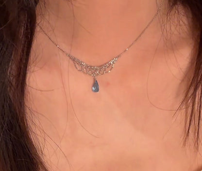 Natural Blue Topaz S925 Sliver Necklace elegant daily wear｜Belle Jewelry