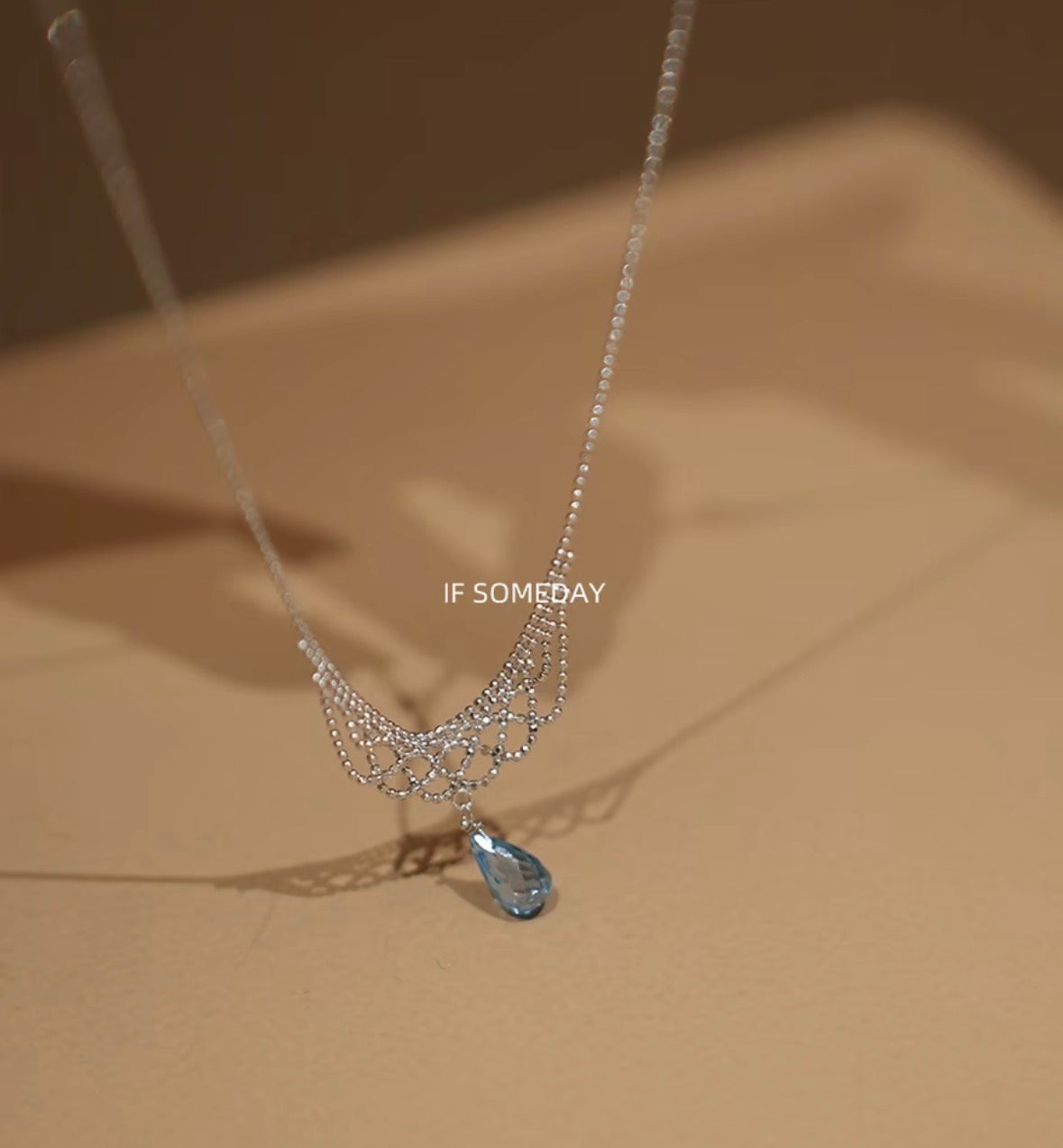 Natural Blue Topaz S925 Sliver Necklace elegant daily wear｜Belle Jewelry
