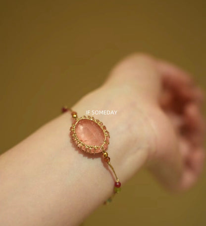 Handmade braided rope bracelet with natural stone, niche ethnic style｜Belle Jewelry